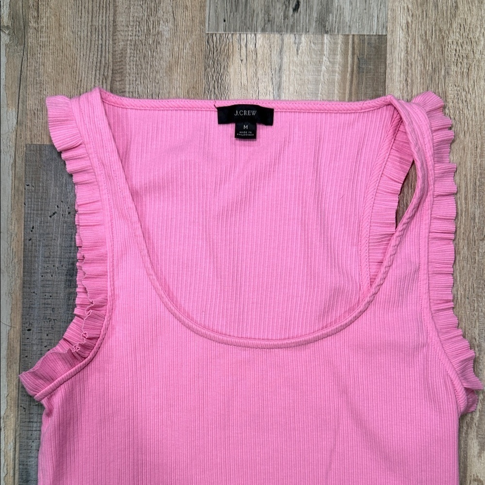 J. Crew Pink Ruffle Tank Top - Picture 2 of 5